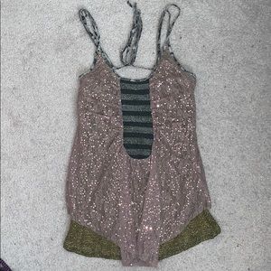 Buckel BKE mauve/blush sequin double layer tanktop